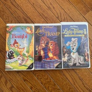 Disney Classic‎ VHS Set: Lady and the Tramp & Bambi Set of 3 Excellent Condition